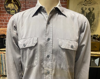 1950s Beige Rayon Gabardine Button-up Shirt | 14 - 32 | MANHATTAN