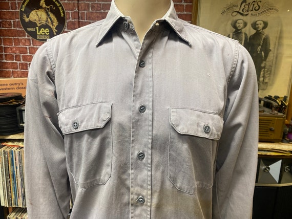 50's Penney's Big Mac gray long sleeve work shirt size small made in U.S.A.