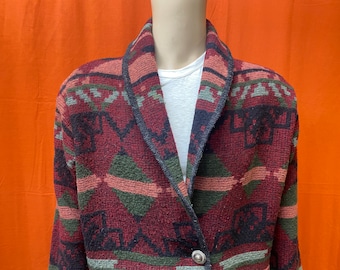 Eddie Bauer Navajo style women's wool coat jacket size medium made in U.S.A.