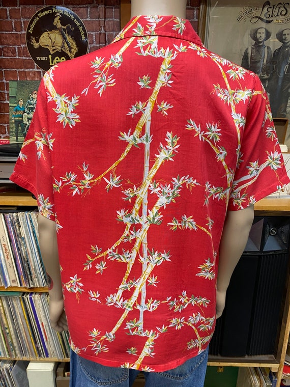 Hawaiian men's shirt red floral print 100% cotton… - image 6