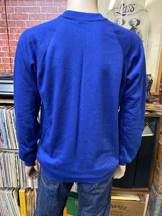 80's JCPenney UNWORN blue soft sweatshirt blank b… - image 8