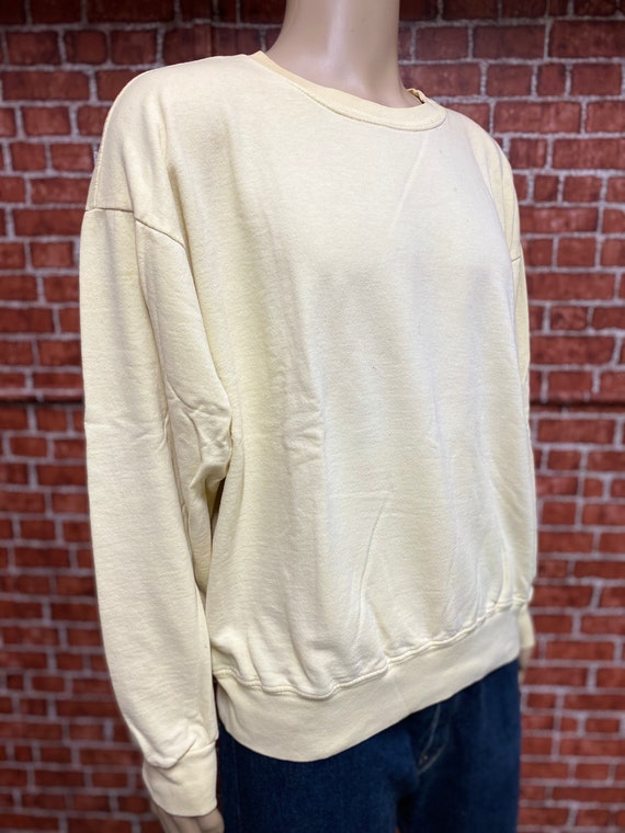 70's light yellow sweatshirt blank basic sport gy… - image 2