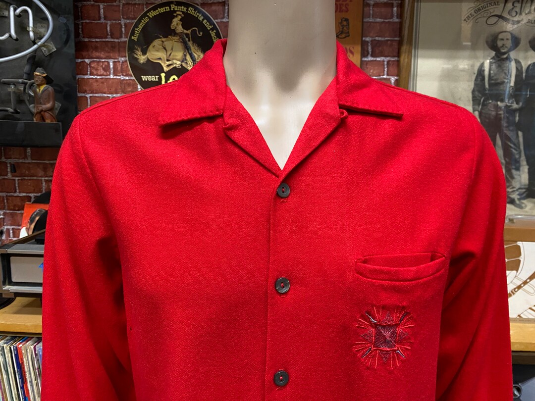 american sportsman california 50s ジャケット 50's Sportsman California Men's Red Wool Shirt Long Sleeve Size