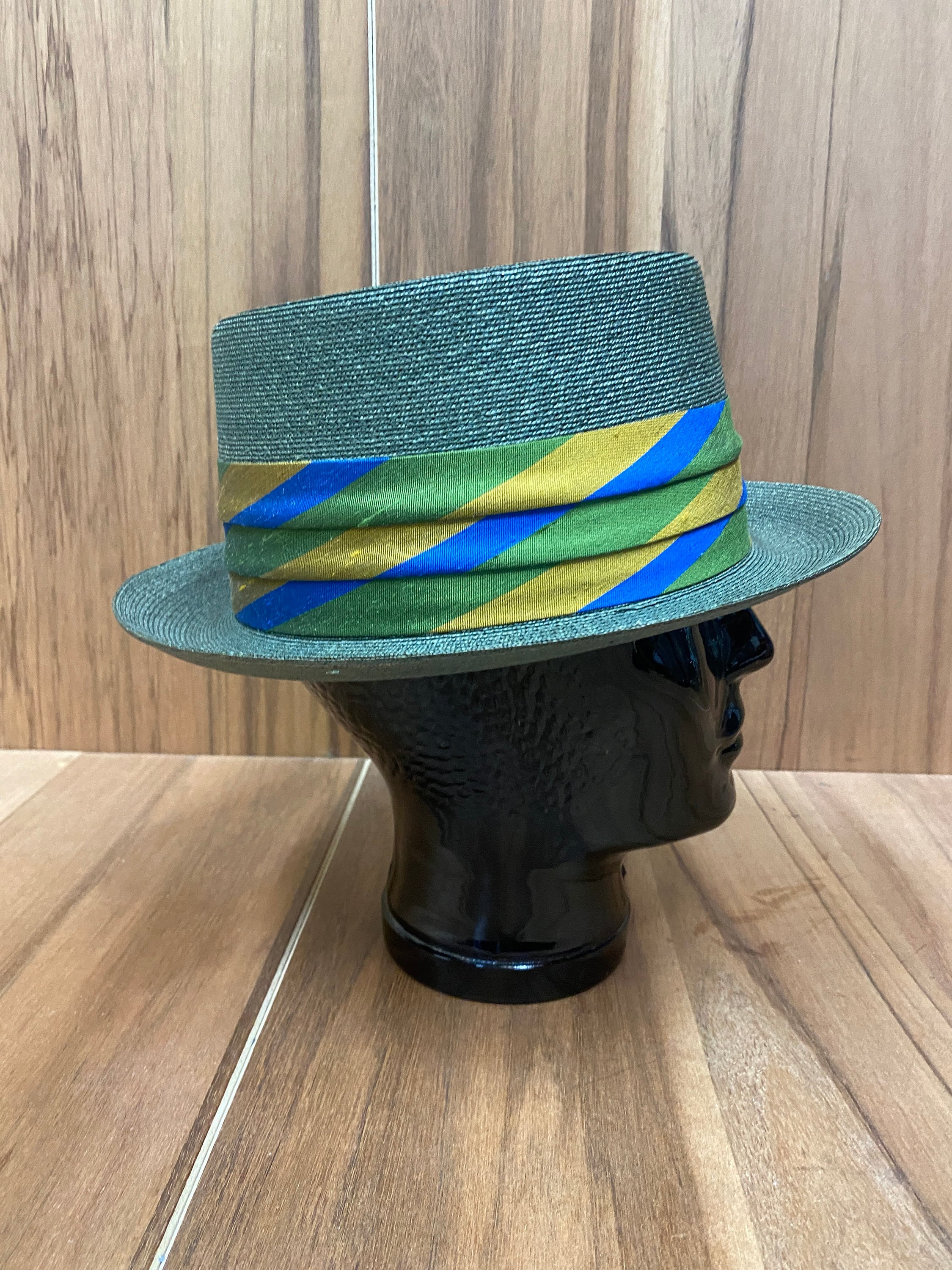 Resistol Green Straw Brimmed Fedora Hat Size 7/8 Made in