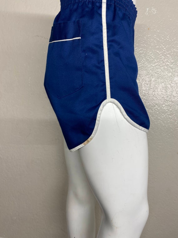 80's Blue unisex athletic short trunks size small. - image 4