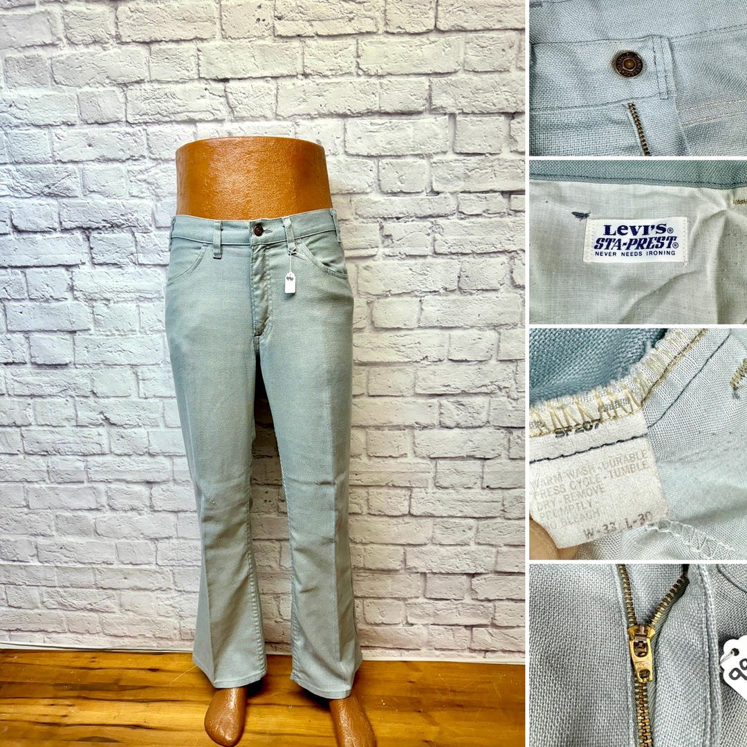 33x30 Levi's Sta-prest Gray High Grade Boot Cut Pants Men Made in
