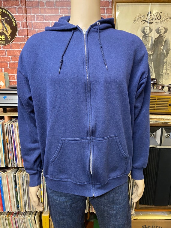 90's Tultex blue sweatshirt hoodie size X-large m… - image 4