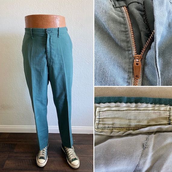 Work wear green utility work pants size 34x30 made