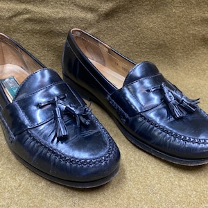Cole Haan Kiltie Penny Loafers style #3506 black leather shoes size 10D made in U.S.A.