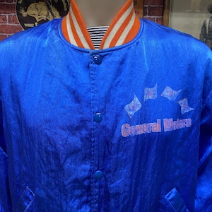 General Motors dealer blue satin jacket size large made in U.S.A.