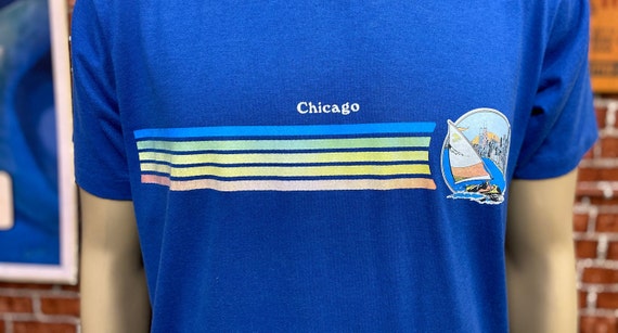 Chicago 80's souvenir blue t-shirt single needle … - image 1