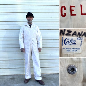 Deadstock 60&#39;s K.W.B. MFG CO. Calco LA-San Francisco white outfit coverall utility garage mechanic farm factory size 40 made in U.S.A.