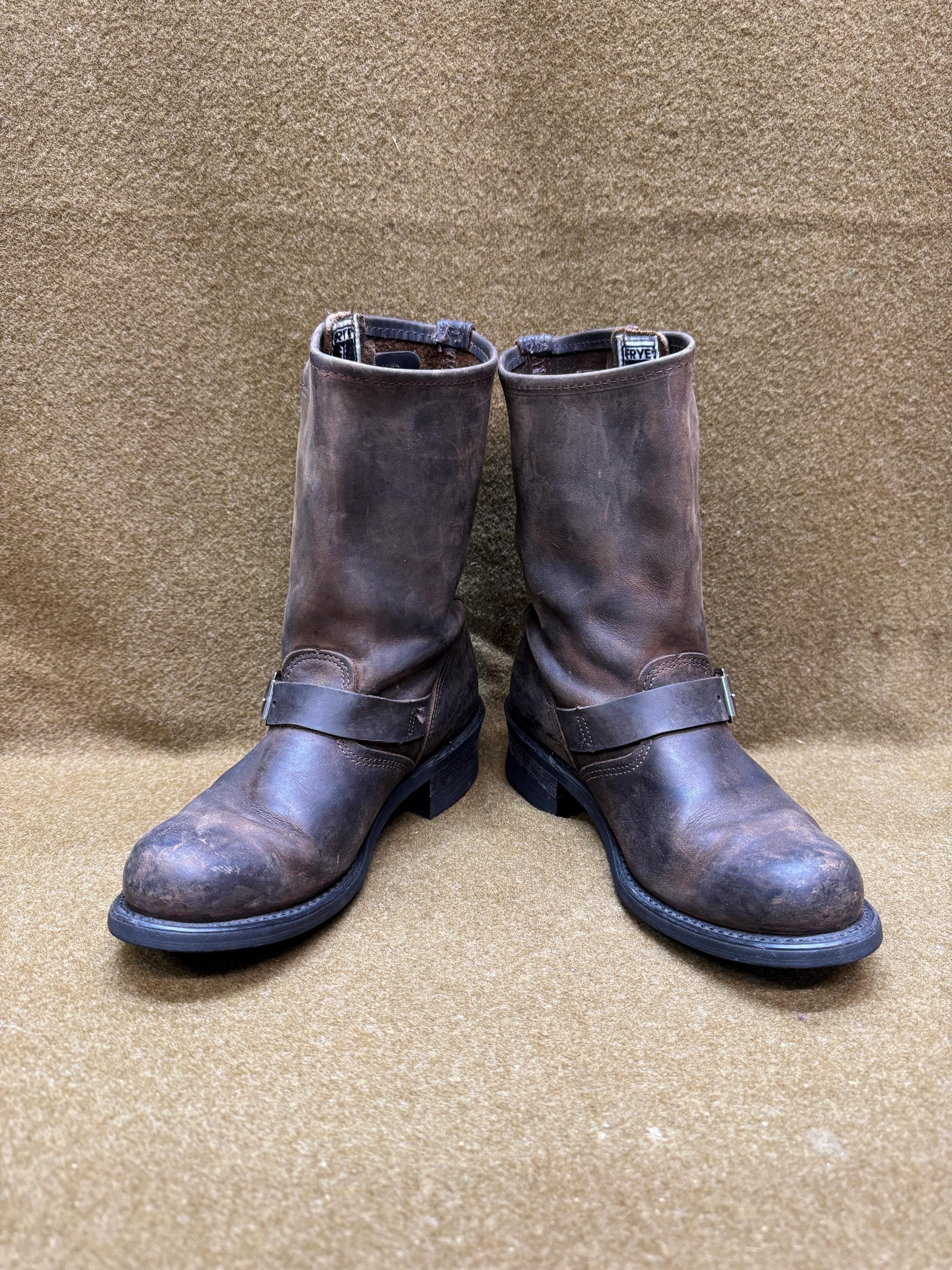 Frye Engineer Motorcycle Rockabilly Brown Leather Boots Women's