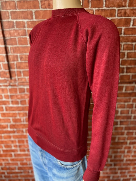 80's burgundy soft sweatshirt blank basic sport g… - image 6