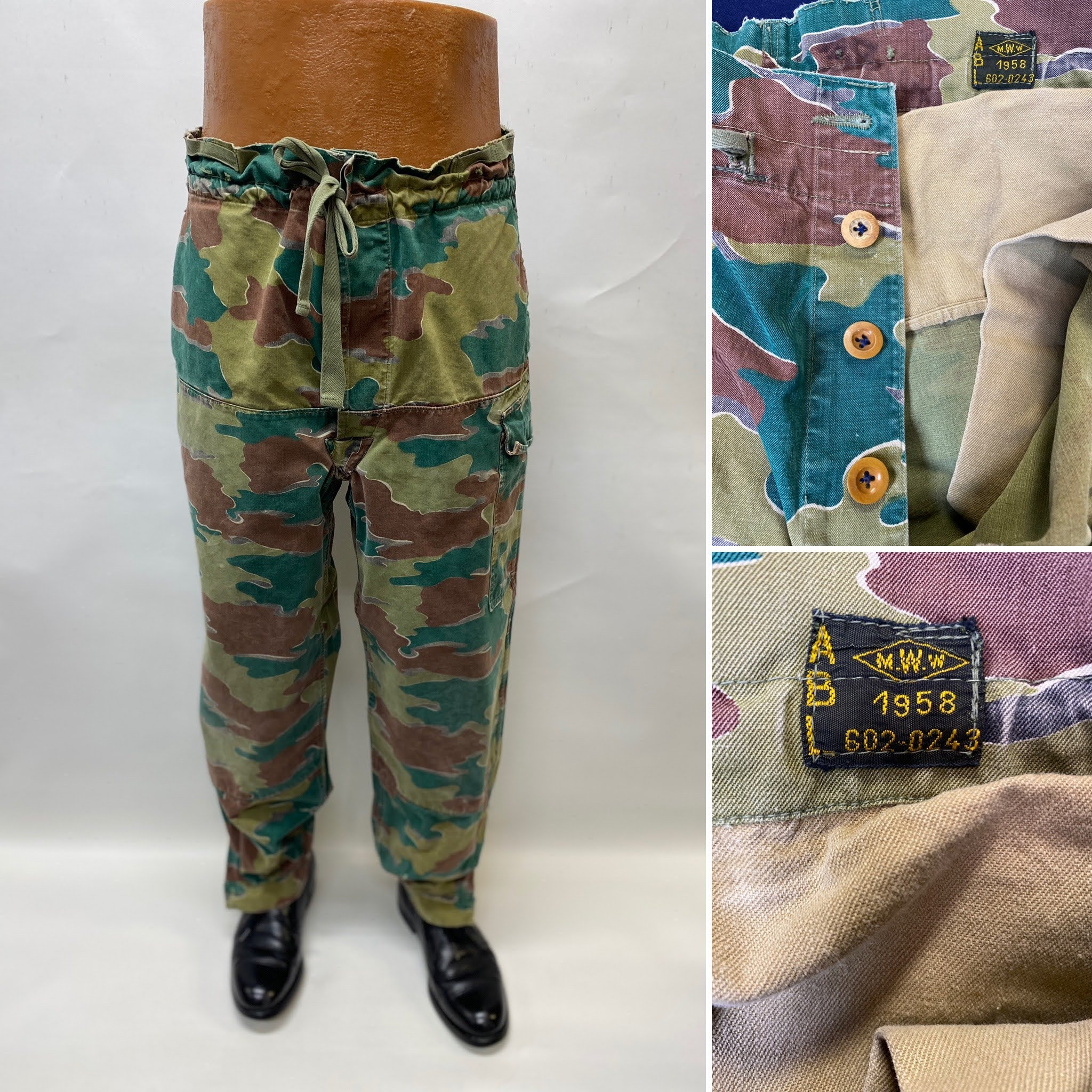 パンツ 50s \"Belgium Army\" Battle Dress Trousers Original 1950s French Army M47 Combat Trousers - Size 40 x
