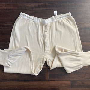 50&#39;s Vintage Military Winter drawers Army Long Johns military Issued Underwear off white size XL.