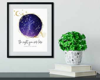 Customizable On The Night You... Starmap - 8x10 Geeky Art Print