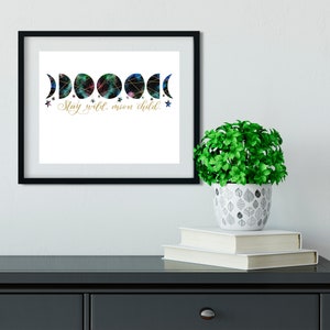 Moon Child Galaxy Watercolor Moon Phases 8x10" Art Print