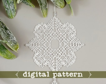 Luz - a Torchon PDF pattern. Instant Download. Snowflake Star ornament.