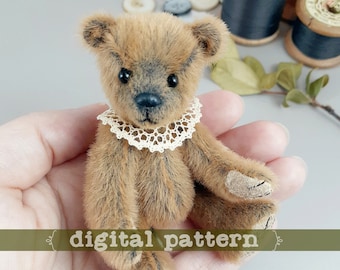 Walter - PDF Sewing Pattern, Miniature Teddy Bear Pattern, 9cm