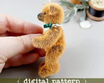 George - PDF Sewing Pattern, Miniature Teddy Bear Pattern, 7cm