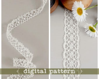 Daisy - Bobbin Lace Edging and Insert, Bobbin Lace Trim, PDF pattern, Instant Download