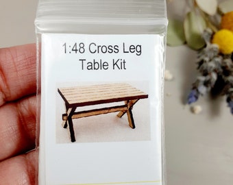 1:48 Quarter Scale Cross Leg Table Kit Laser Cut