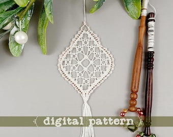 Hope - a Torchon PDF pattern. Instant Download. Christmas ornament or Earrings