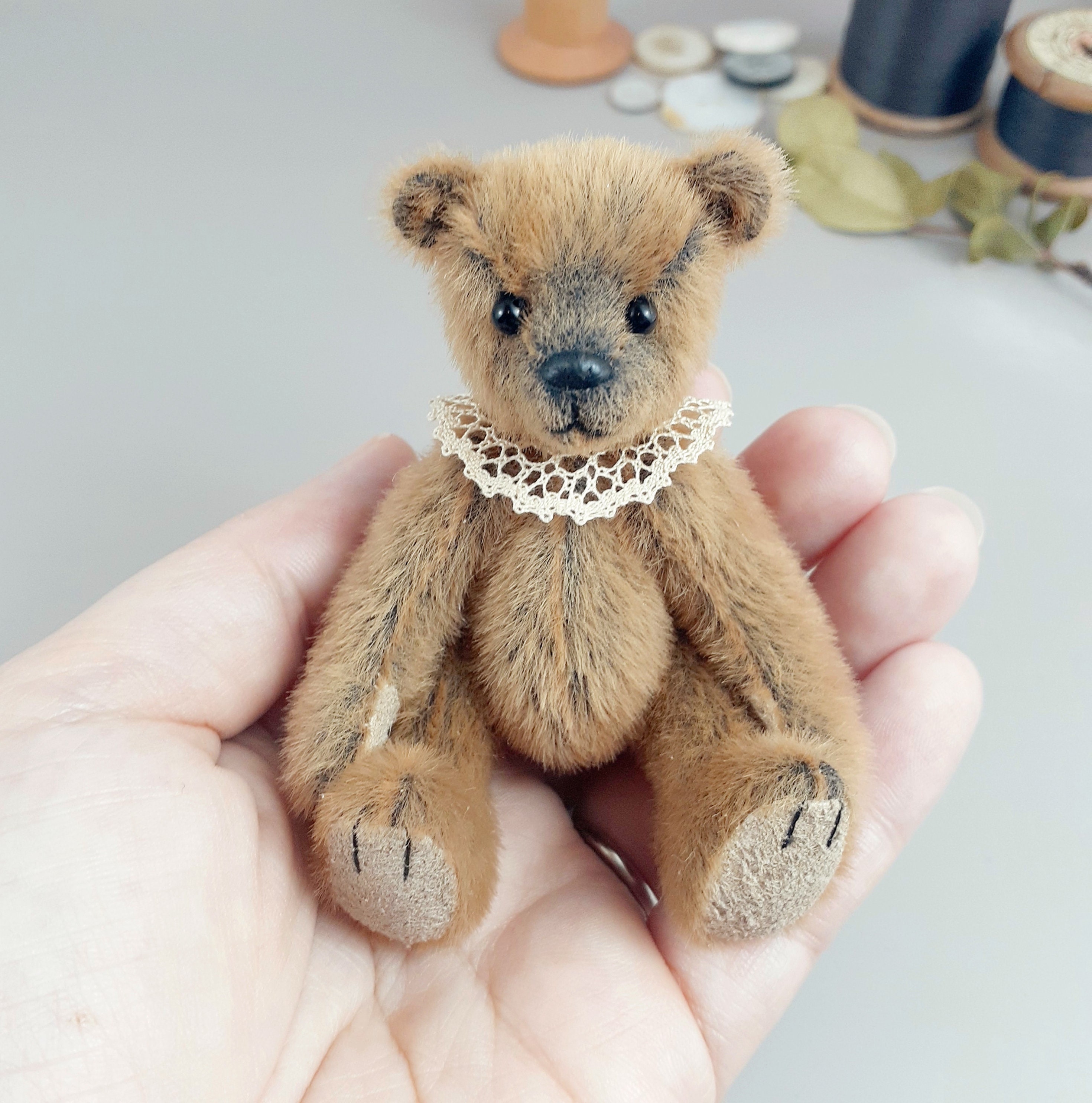 Walter | Miniature Teddy Bear Sewing Pattern, Small Jointed 9cm