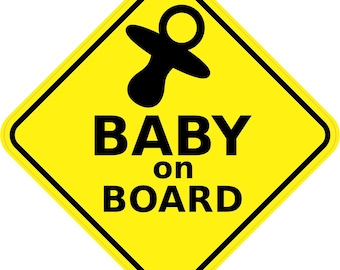 2x Baby On Board Car Window Suction Cup Yellow REFLECTIVE Warning Sign 6X6/"