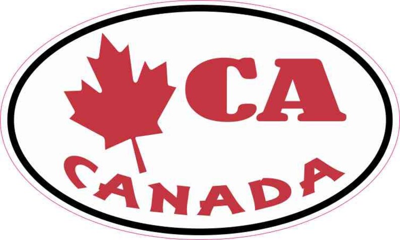 5in x 3in Oval Maple Leaf CA Canada Sticker Vinyl Bumper Decal Cup Stickers