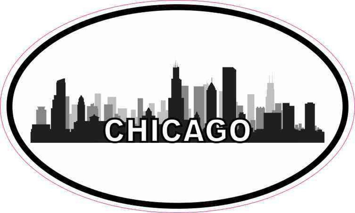 5in X 3in Oval Chicago Skyline Sticker Vinyl Luggage Decal Car | Etsy