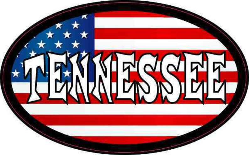 4in x 2.5in Oval American Flag Tennessee Sticker