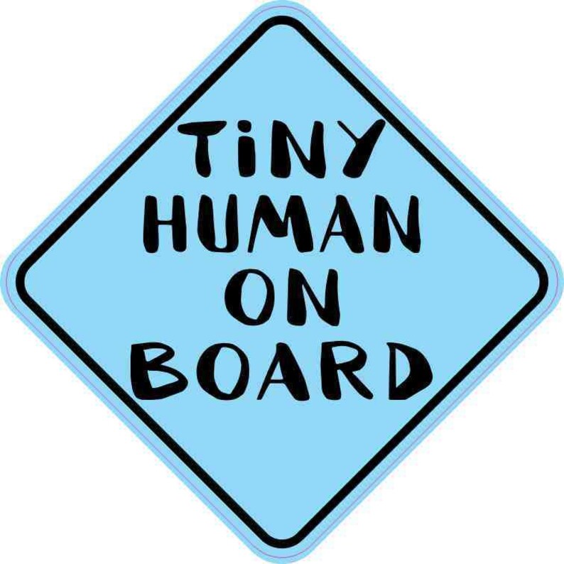 5in x 5in Blue Tiny Human on Board Sticker