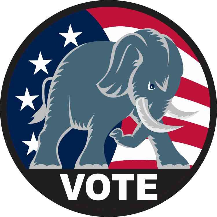 REpublican Party Elephant White Oval Decal Bumper Sticker 