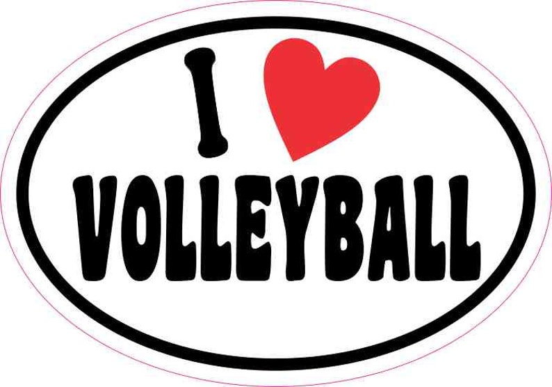 5in X 3.5in Oval I Love Volleyball Sticker Etsy