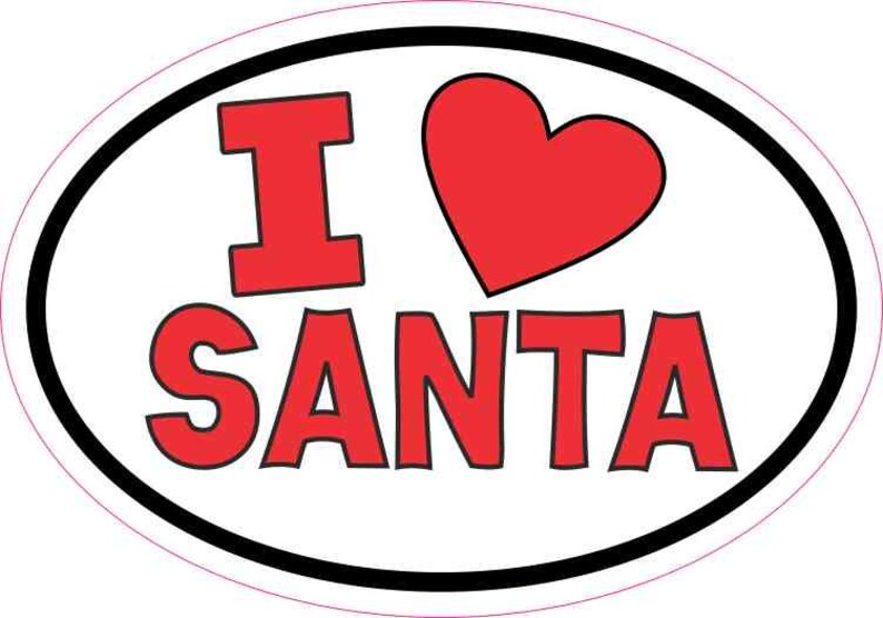 5in x 3.5in Oval I Love Santa Sticker