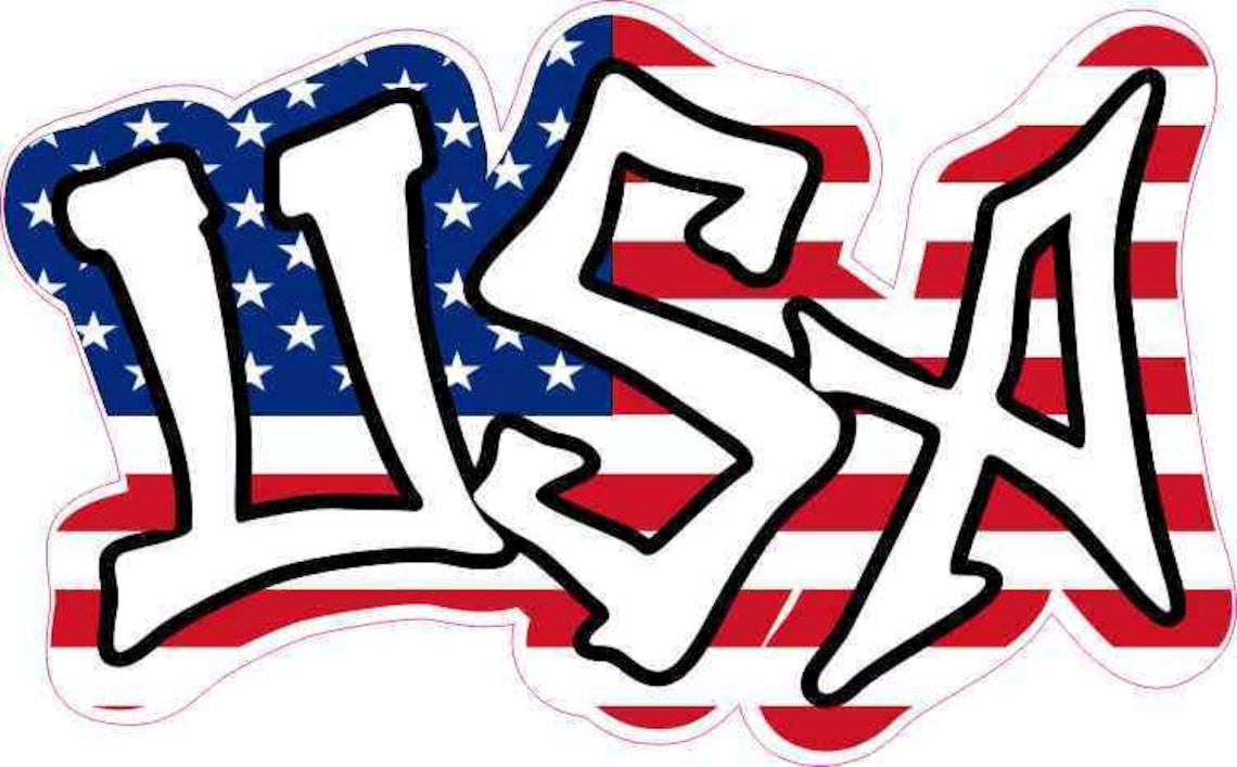 5in X 3in USA American Flag Graffiti Sticker Vinyl Patriotic | Etsy