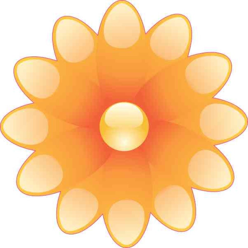 4in x 4in Orange Flower Sticker Vinyl Cup Decal Floral Car Bumper Stickers