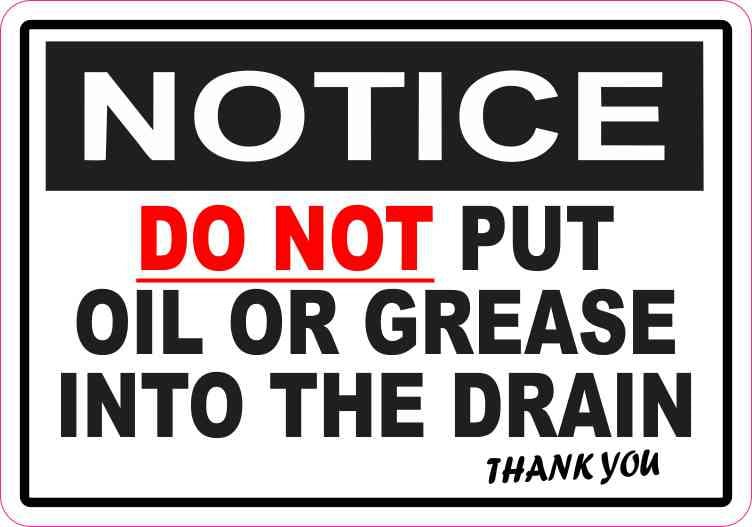 5in x 3.5in Do Not Put Oil or Grease into Drain Sticker Etsy
