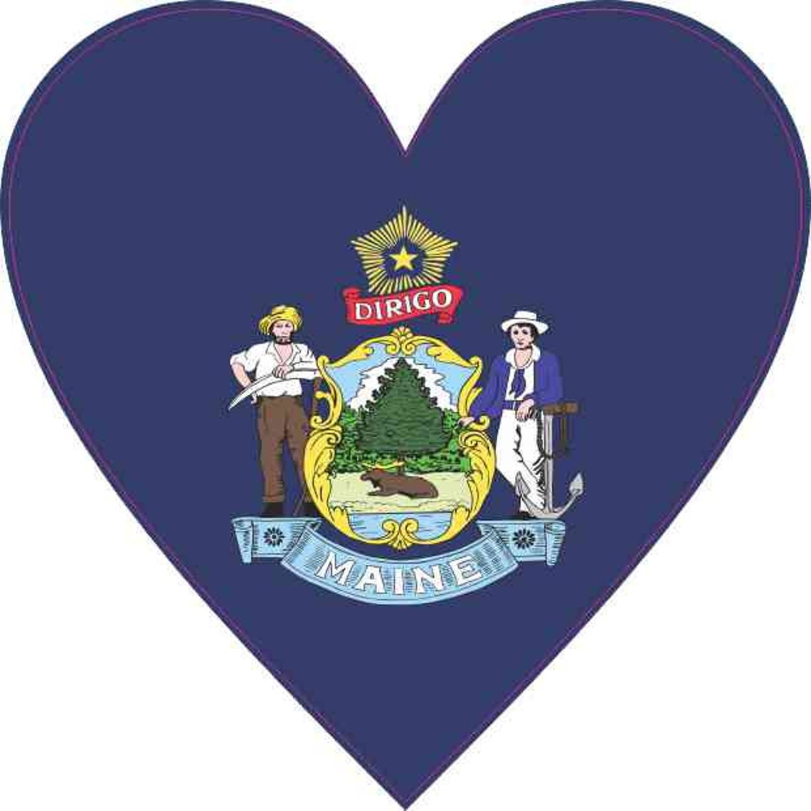 4in X 4in Maine Heart Sticker Vinyl State Flag Cup Decal - Etsy