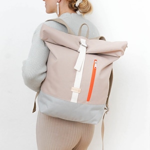 MULINU Rolltop Rucksack ALBERT 2 Beige-Hellgrau Bild 1