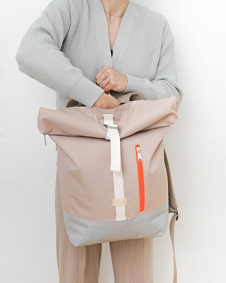 MULINU Rolltop Rucksack ALBERT 2 Beige-Hellgrau Bild 5