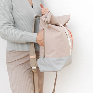 MULINU Rolltop Rucksack ALBERT 2 Beige-Hellgrau Bild 8