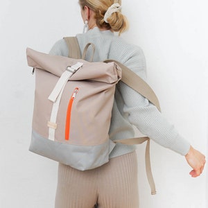 MULINU Rolltop Rucksack ALBERT 2 Beige-Hellgrau Bild 4