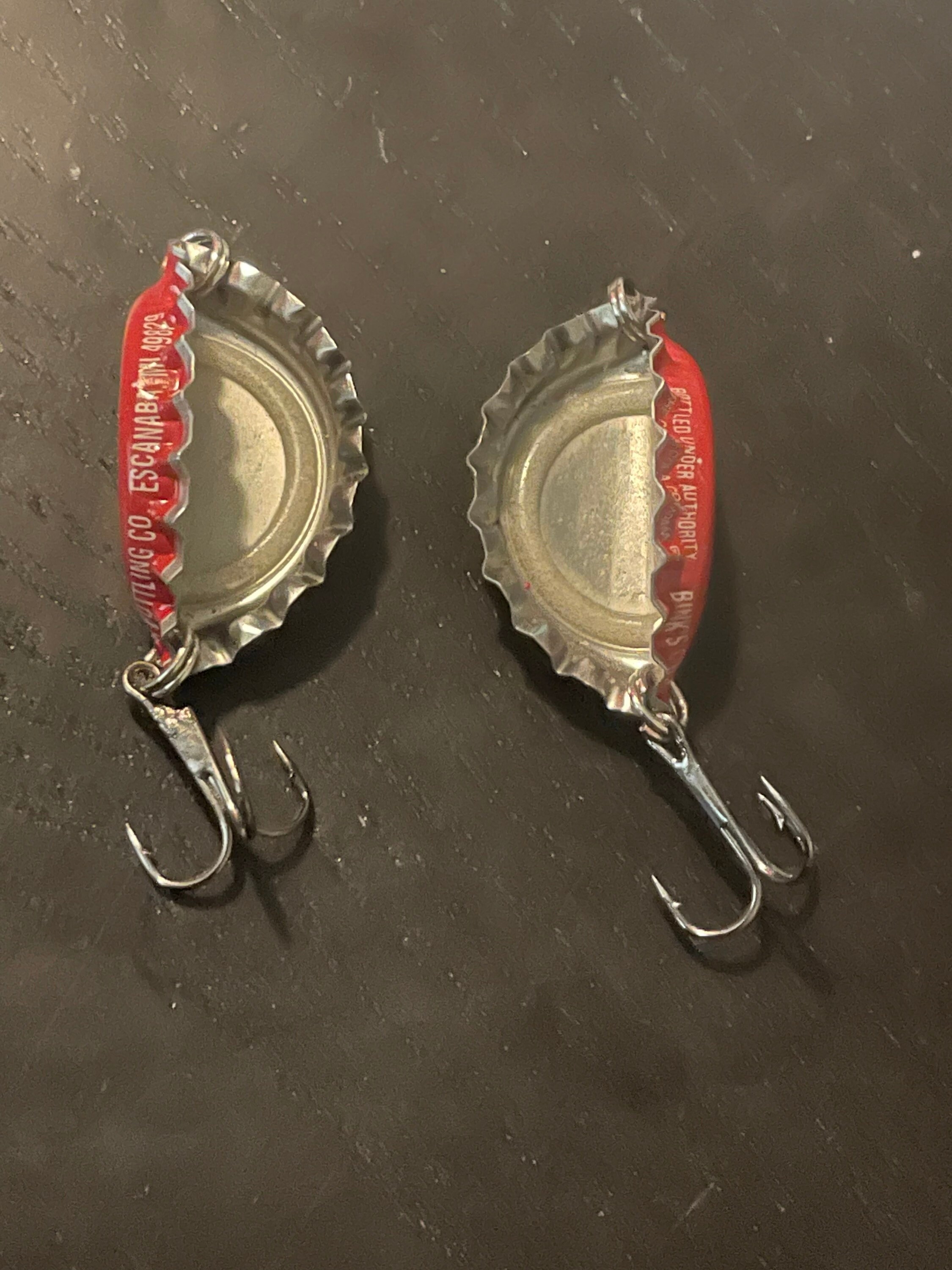 Two Cocacola Bottle Cap Fishing Lures Coke Etsy