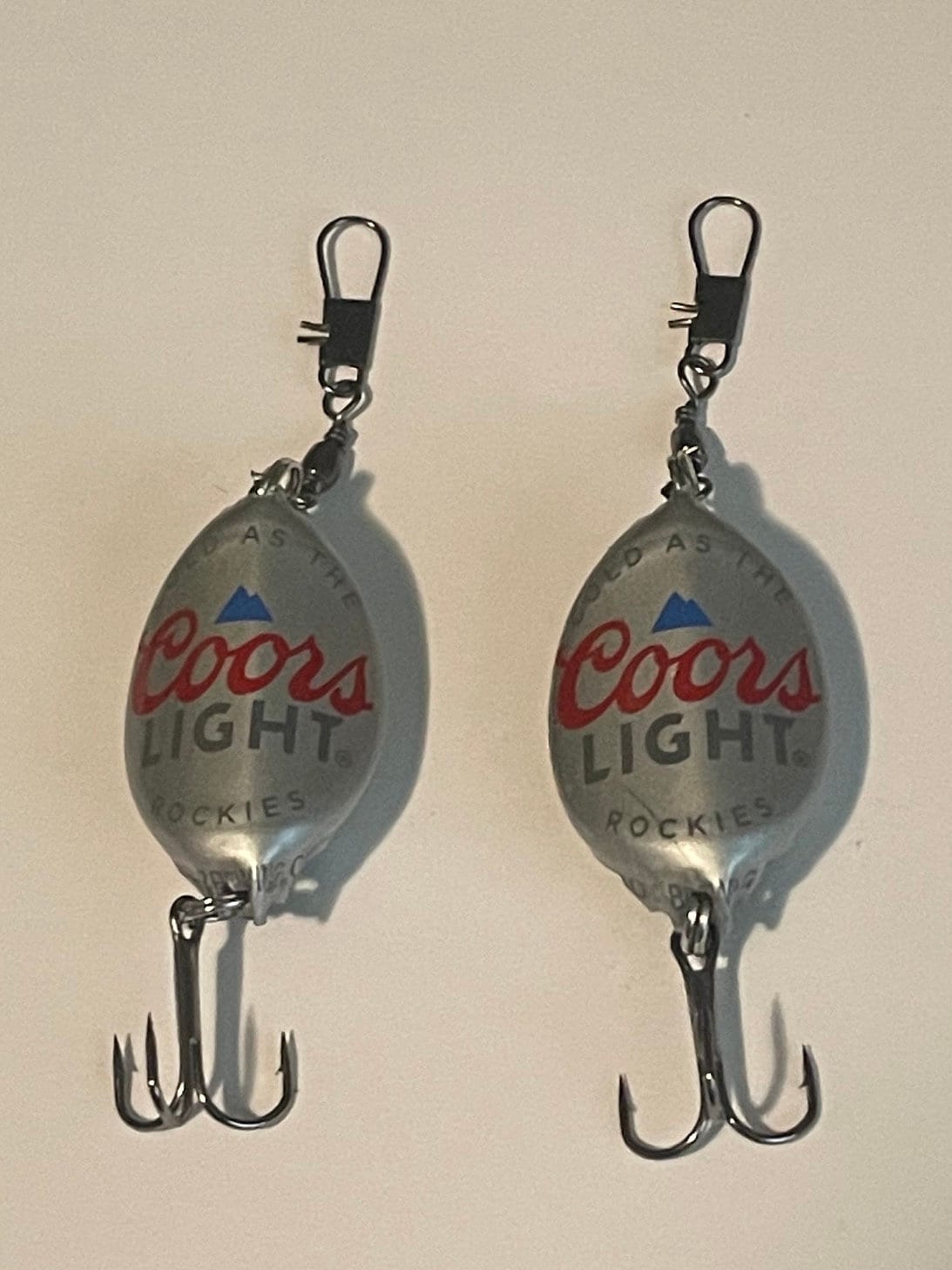 coors light can fishing lure Two Coors Light bottle cap fishing lures