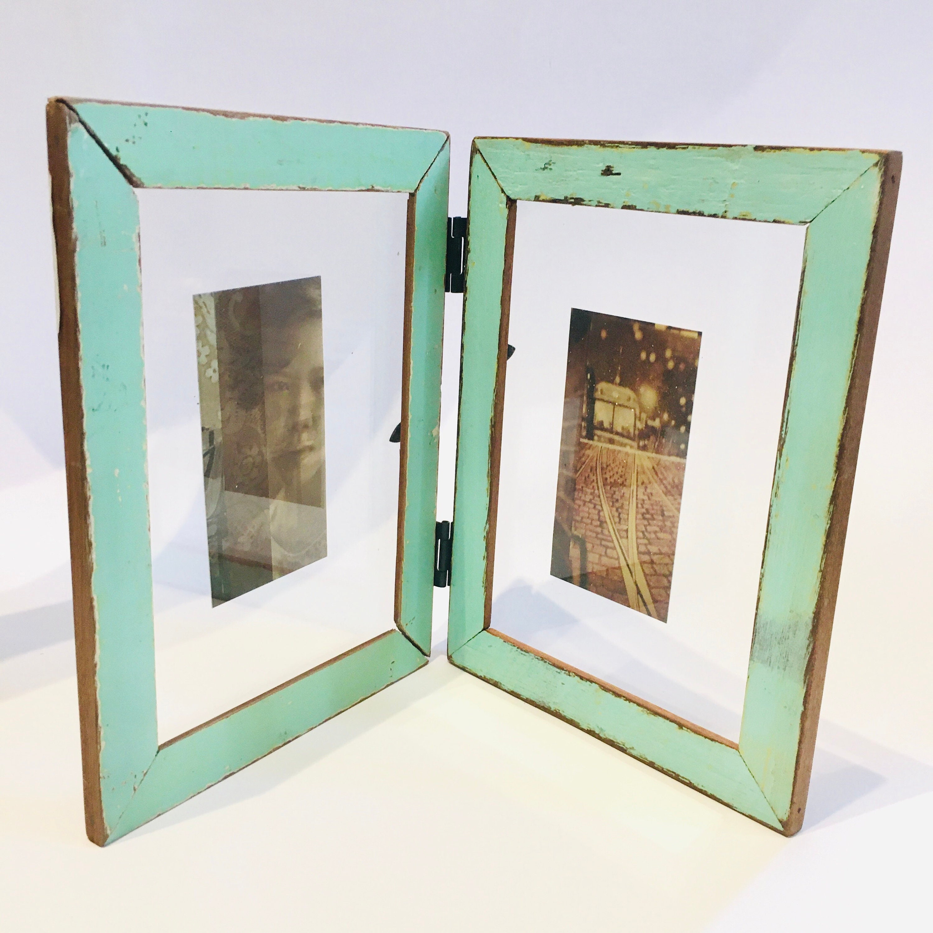Double Cadre Photo en Bois Recyclé