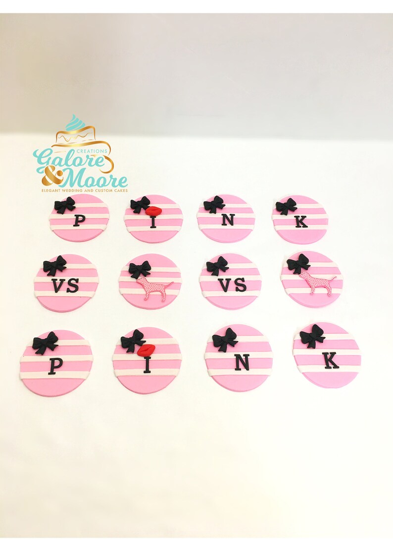 Victoria S Secret Pink Fondant Inspired Cupcake Toppers