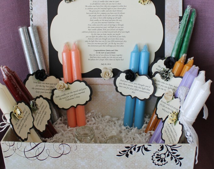Wedding Shower Candle Poem Gift Set. Bridal Candle Basket. Sentimental